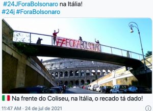 Read more about the article Gritos de ‘fora, Bolsonaro!’ se ouvem na Europa e no Japão das Olimpíadas