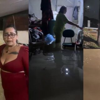 Chuva inunda ruas, deixa casas alagadas e derruba muro em Manaus