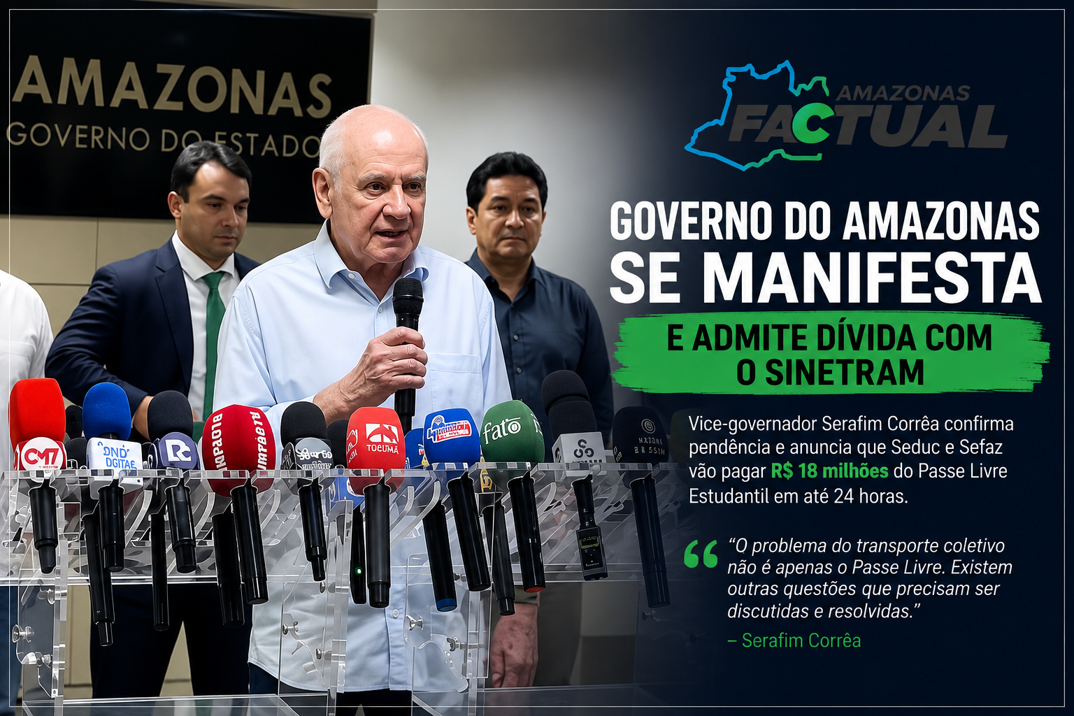 No momento, você está visualizando Governo promete pagar R$ 18 milhões em 24 horas e admite pendência no Passe Livre após prefeito Renato Júnior chamar Estado de “caloteiro”